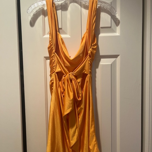 Melina Ruched Bodycon Dress in Orange - Picture 4 of 6
